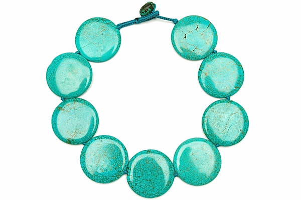 Turquoise Large Flat Circular Discs Necklace