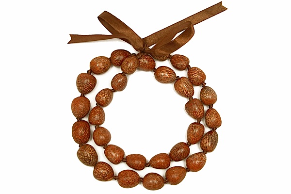 Speckled Brown Pelinuts Long Necklace