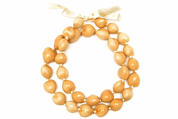 Cream Kukui Nuts Long Necklace