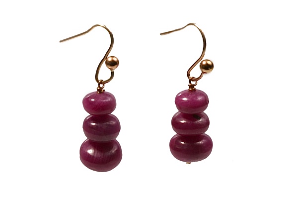 Ruby Three Buttons Earrings
