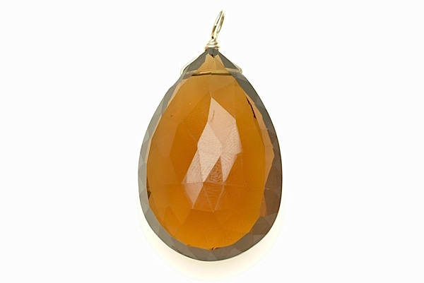 Beer Quartz Large Facetted Briolette Pendant