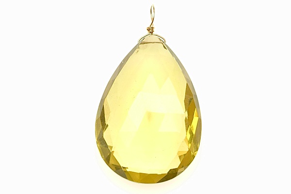 Lemon Quartz Facetted Teardrop Pendant
