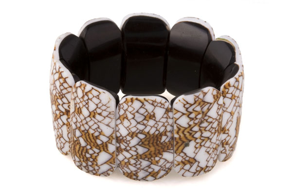 Tiger shell rectangles elasticated bracelet
