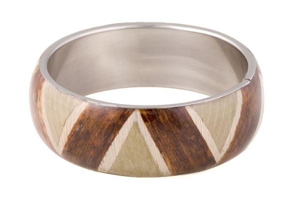 Banana Bark Inlays on a  Lacquered Metal Bangle
