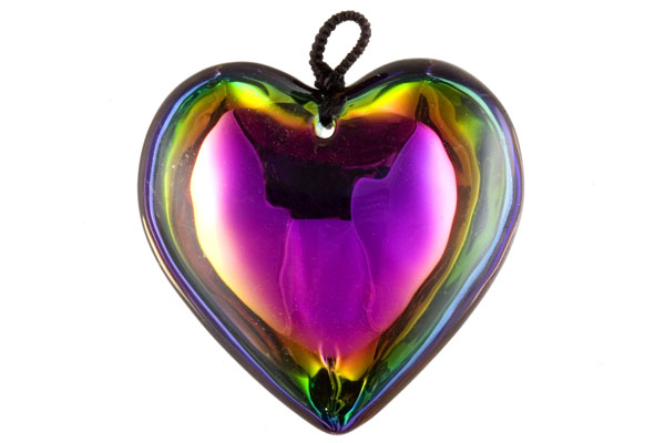 Glass Multi-Coloured Heart Pendant