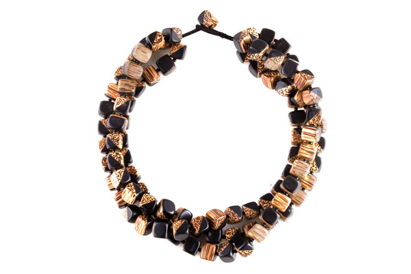 Wood and Horn Cubes Necklace