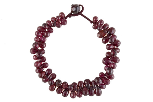 Rhodalite Facetted Briolette Drops Bracelet