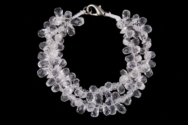 Rock Crystal Facetted Teardrops Two Strand Bracelet