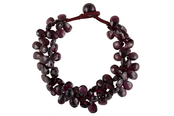 Rhodalite Facetted Briolette Drops Two Strand Bracelet