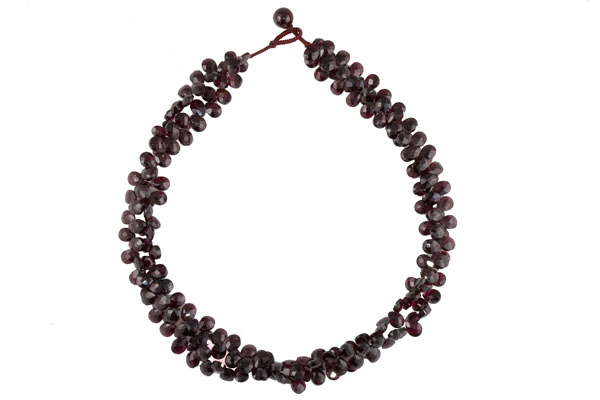 Rhodalite Facetted Teardrops Two Strand Necklace