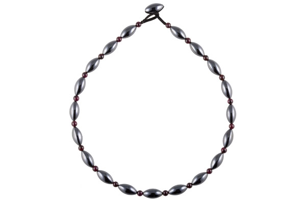 Haematite Ovals and Garnet Balls Necklace