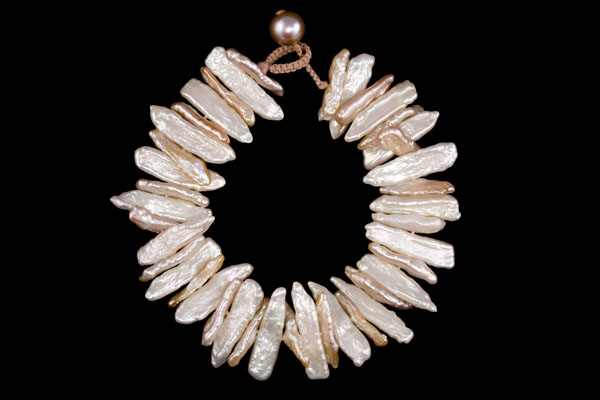 White and Pink Freshwater Pearl Slices Bracelet