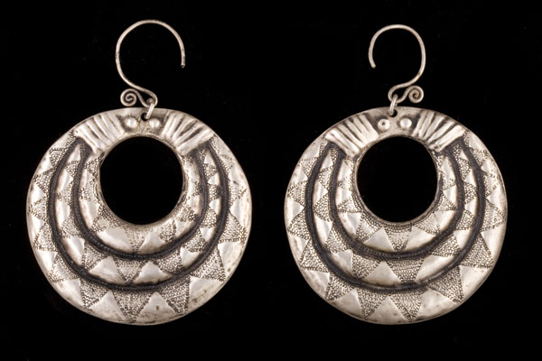 Miao Silver/Alluminium Three Bands Drops Earrings