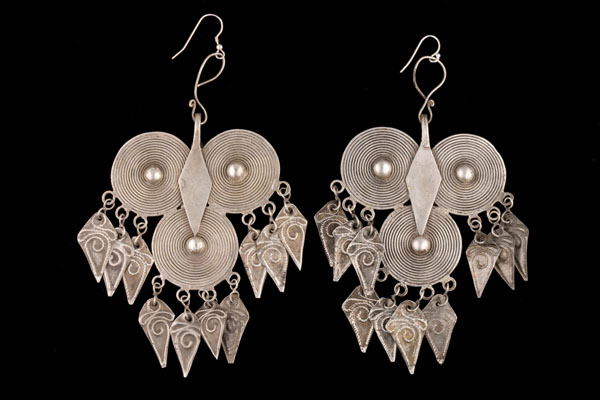 Miao Silver/Alluminium Three Circles Earrings