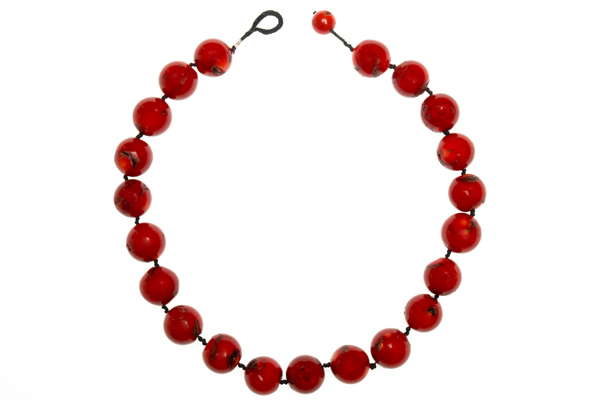Red Dyed Sea Bamboo Round Beads Necklace
