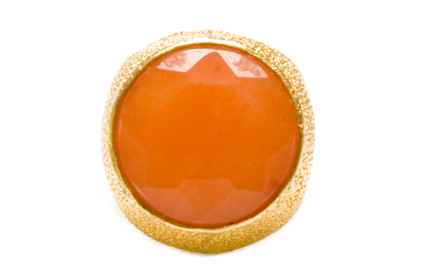 Gold Plated and Orange Dyed Aventurine Large Ring