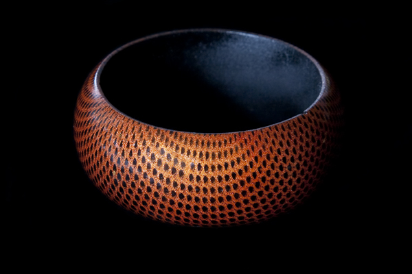 Gold And Black Dotted Wood Bangle