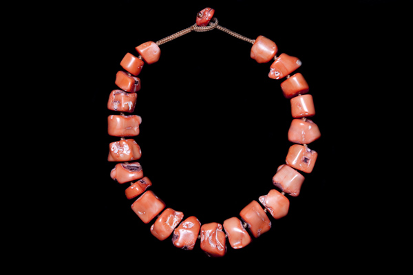 Orange Dyed Sea Bamboo Rough Nuggets Necklace