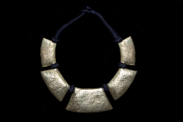 Brass Curved Rectangles Large Beads Necklace