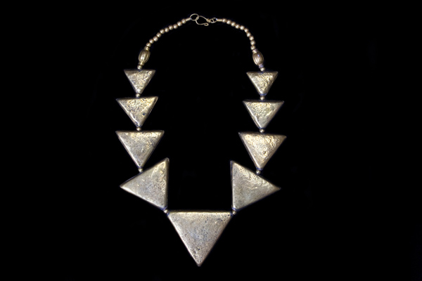 Brass Hollow Triangles Long Necklace
