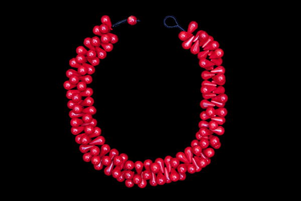 Red Dyed Sea Bamboo Coral Teardrops Necklace