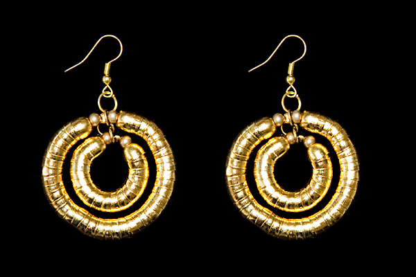 Golden Metal Two Loops Earrings