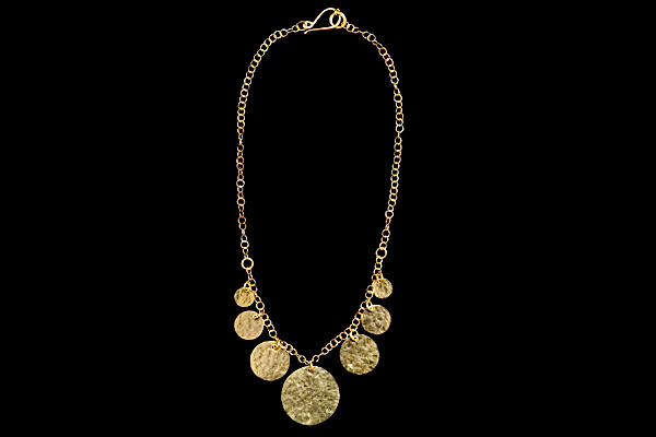 Brass Graduated Circular Discs On A Brass Chain Necklace