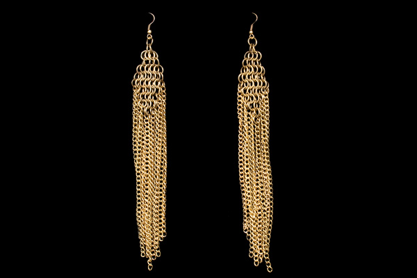 Brass Chains Multi-strand Long Earrings