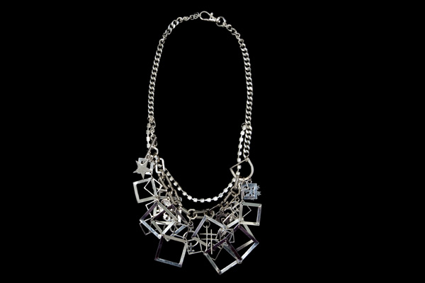 Silvered Metal Chains  'Charms' Necklace