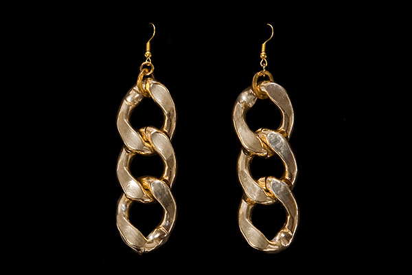 A Pair Of Golden Metal Large Three Loops Earrings