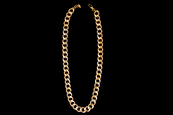 Golden Metal Large Curved Chain Links Long Necklace