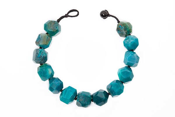Turquoise Dyed Agate Large Facetted Beads Necklace