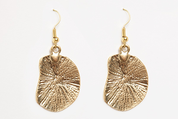 Brass 'Water Lily' Leaves Earrings