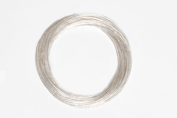 Silvered Metal Thirty-Two Interlocking Bands Bangle