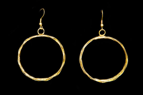 Golden Metal Braided Banded Hoop Earrings