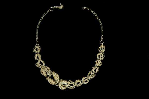 Golden Metal Linked Circular Graduated Rings Necklace