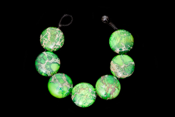 Green Dyed Jasper Circular Discs Bracelet