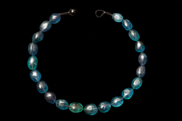 Chinese Blue Fluorite Polished Oval Beads Necklace