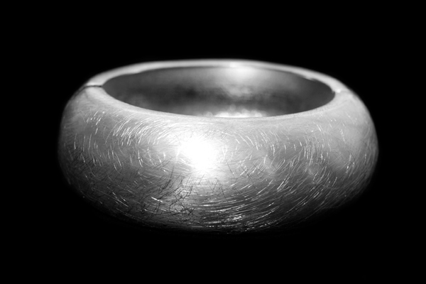 Brushed Silvered Metal Large Curved Edged Hinged Bangle