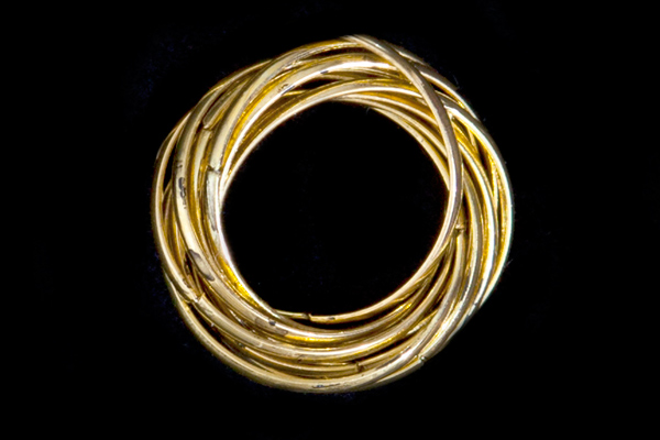 Golden Metal Twelve Interlocking Circular Bands Ring