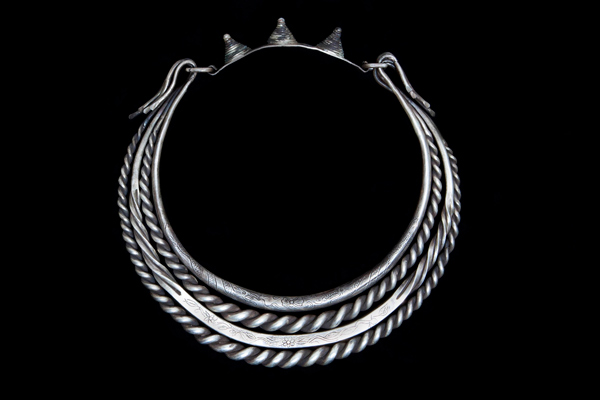 Miao Silvered Metal Four Banded Torque Necklace