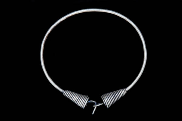 Miao Silvered Metal Two Coils Torque Necklace