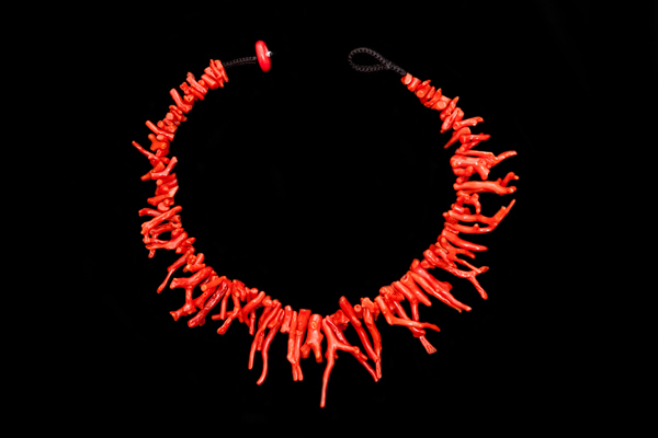 Red Italian Frangia Coral Branches Graduated Necklace