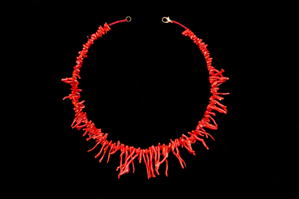 Red Italian Frangia Coral Thin Branches Graduated Necklace