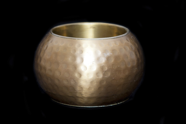 Brass Battered Surface Large Wide Bangle