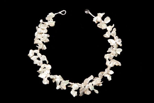 Silvered White 'Keishi' Irregular Freshwater Pearls Necklace