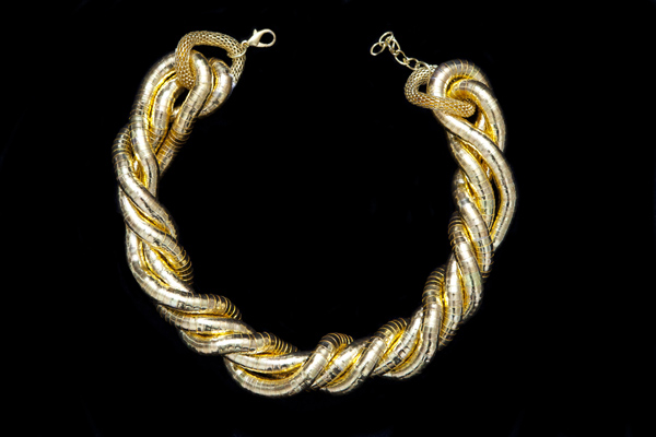 Golden Metal Four Banded Twisted Necklace