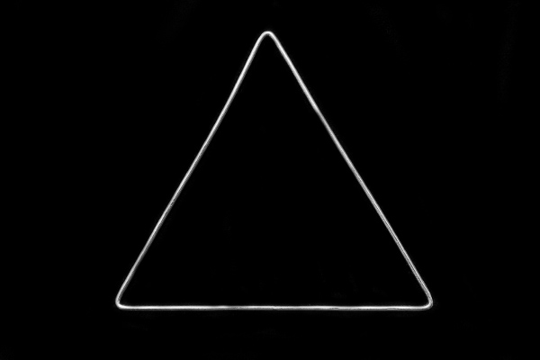 Silvered Metal Thin Banded Triangular Bangle