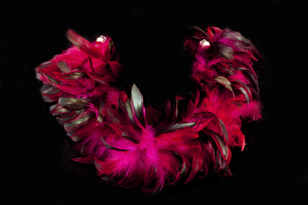 Red And Dark Red Bunched Feathers Large Necklace