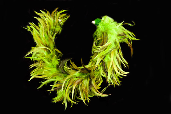 Lime Green And Light Brown Dyed Ostrich Feathers Necklace